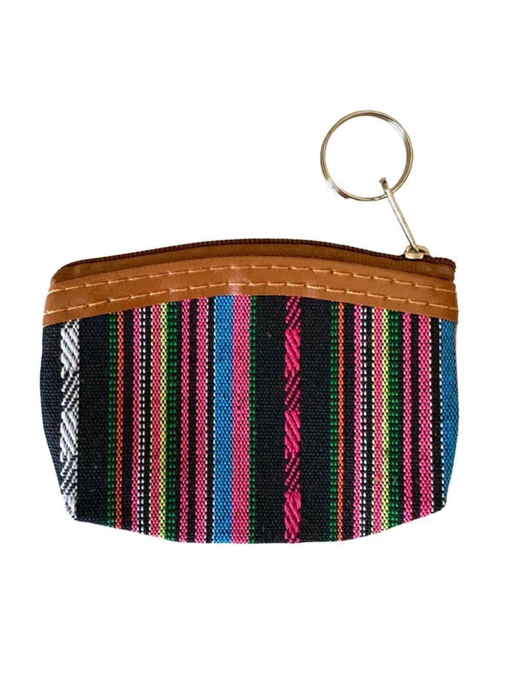 ⭐️ 5 for $25 Striped Woven Canvas Keyring Coin Pouch with Zipper